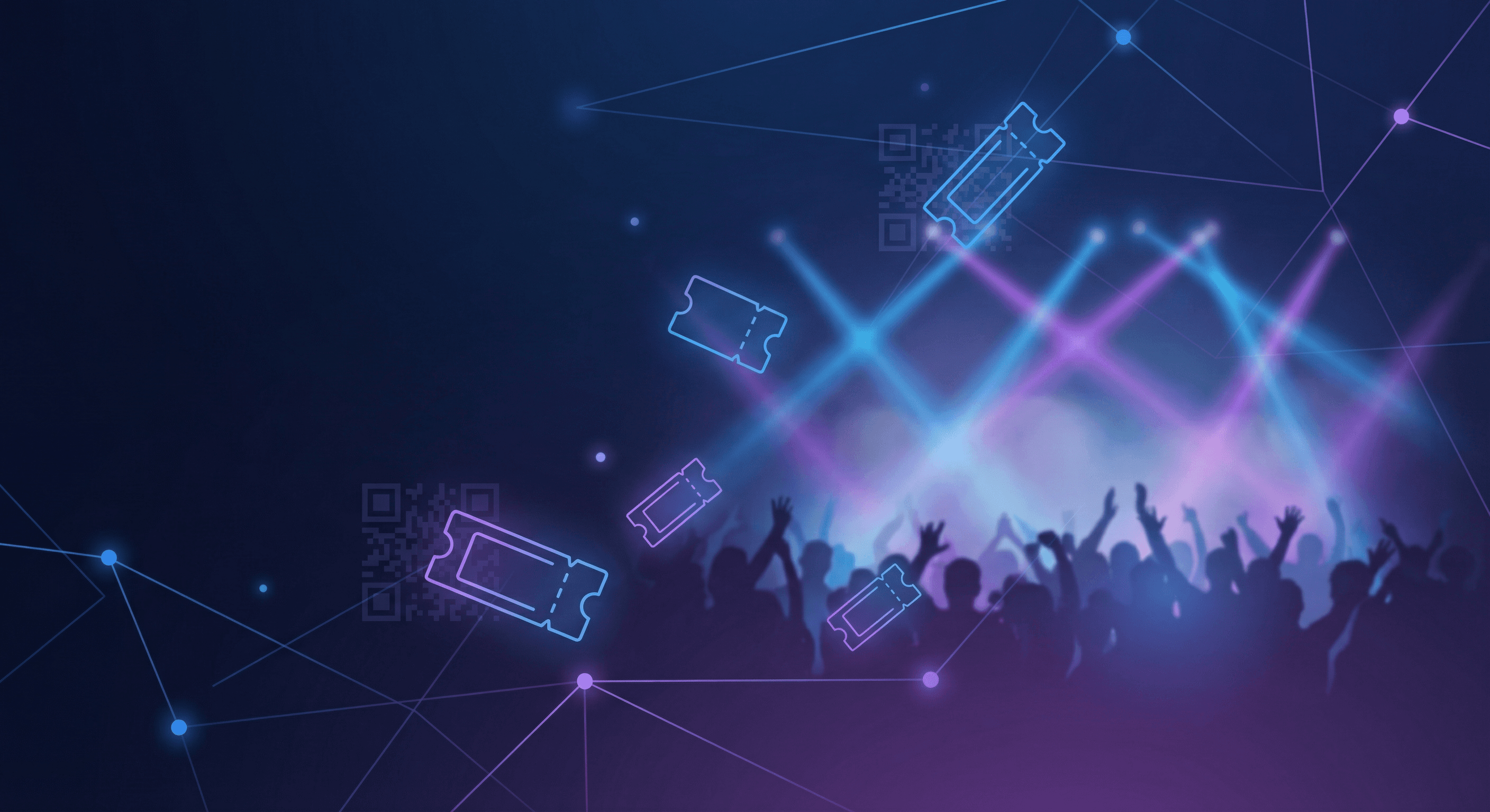Ticketing backdrop for pricing and sell-tickets-online messaging.
